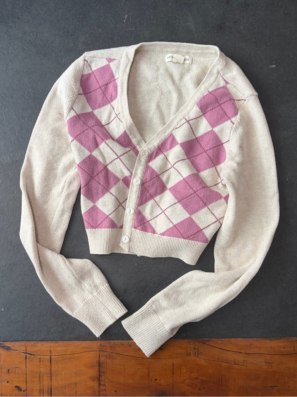 Aeropostale cropped argyle cardigan